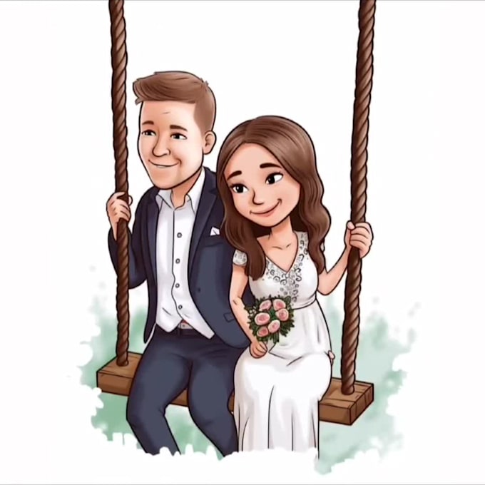 create magical couple portraits in disney or pixar style