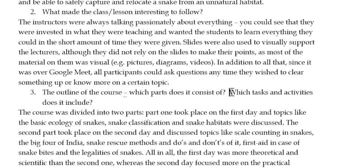proofread your text and give suggestions on improvement