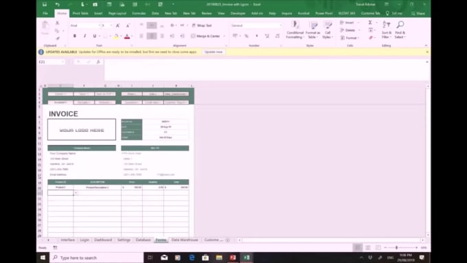 automatic invoice generator in excel