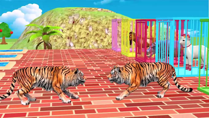 create 3d animal crossing fountain animation