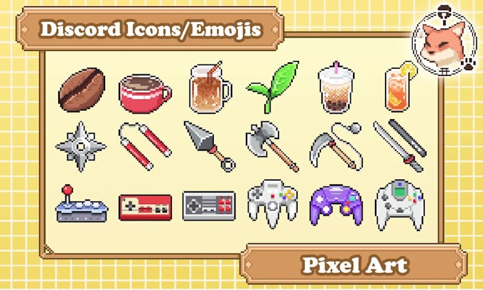 design discord stickers in cute pixel art style