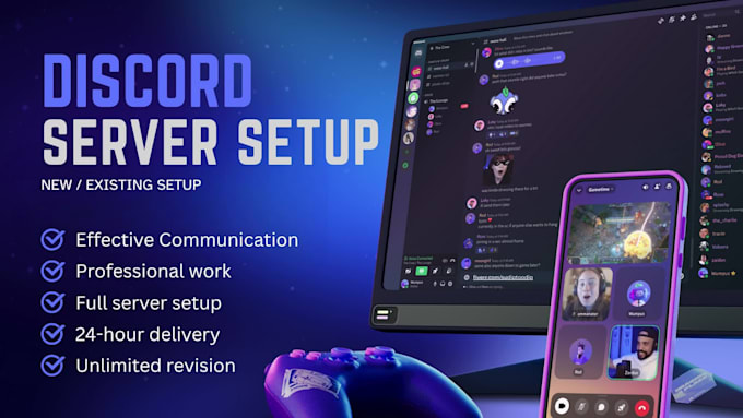 setup any new or existing discord server within 24 hours