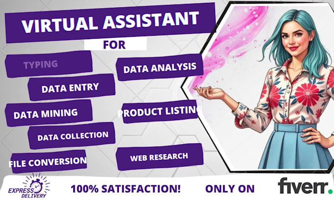 be your virtual assistant for data entry, data mining, web research, excel tasks