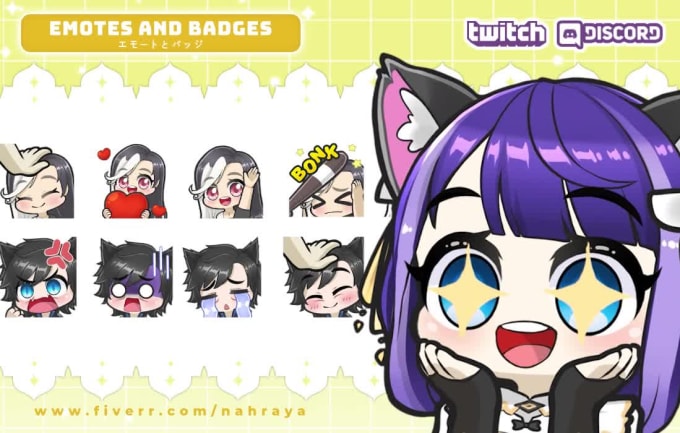 create chibi twitch emotes and sub badges