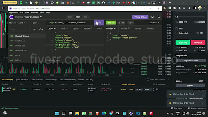 create a tradingview webhook alert bot for binance bybit kucoin okx crypto
