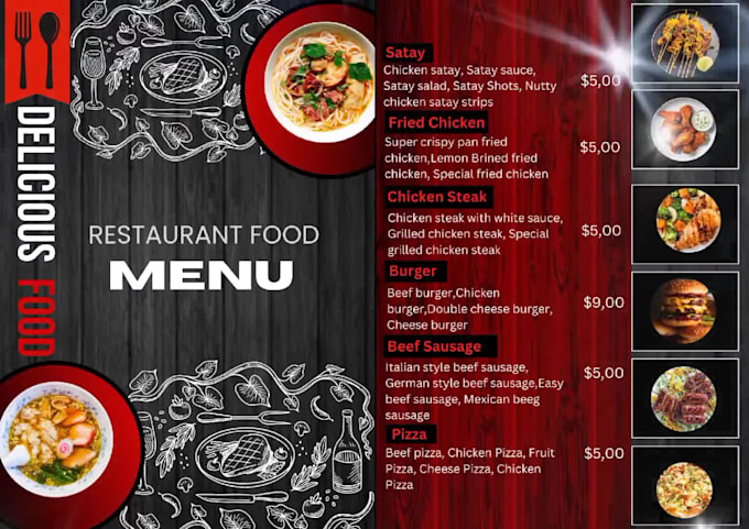 do awesome and creative restaurant menu cards
