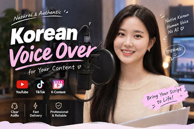 record an authentic human korean voiceover and dubbing