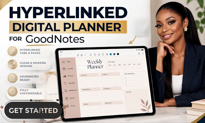 design a hyperlinked digital planner for goodnotes