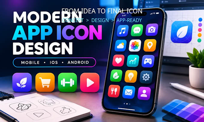 design modern app icon logo and mobile app icon