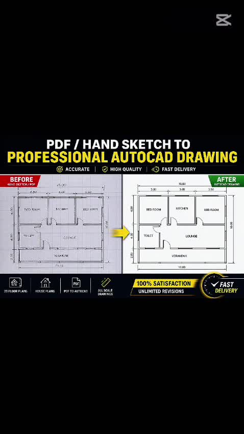 redraw your floor plan in autocad with dimensions and layers