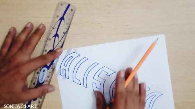 create a custom 3d name drawing and optical illusion text art