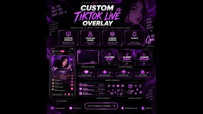 design a custom tiktok live overlay for your stream