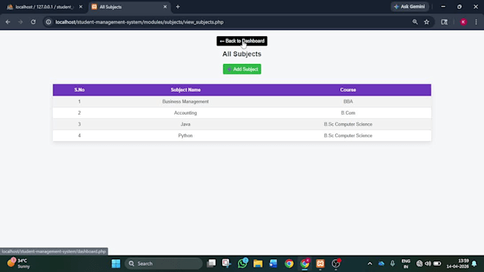 create PHP mysql mini project with report and source code