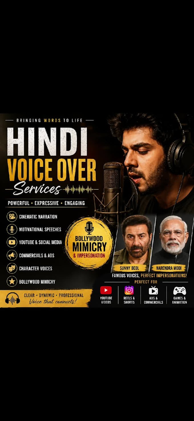 record hindi narration and bollywood actor mimicry