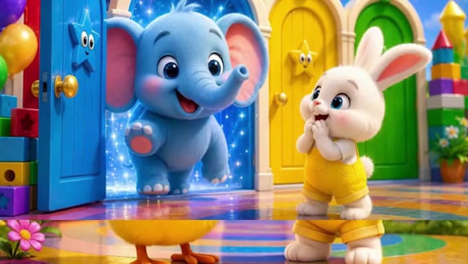 3d pixar style ai animation, ai storytelling, kids song, learning videos