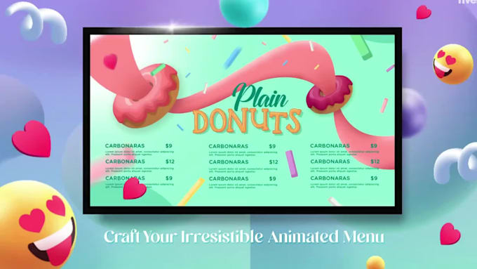 create animated restaurant digital menu boards and motion tv screen menu designs