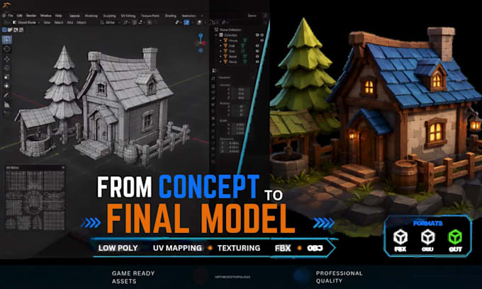 create a 3d low poly model