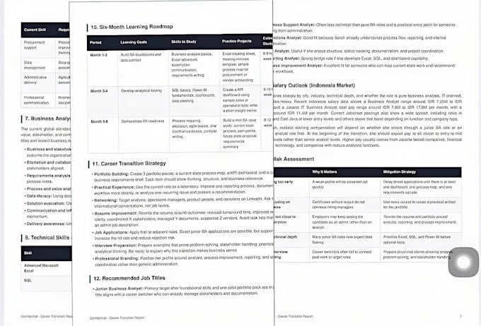 create a career transition roadmap with a skill gap analysis