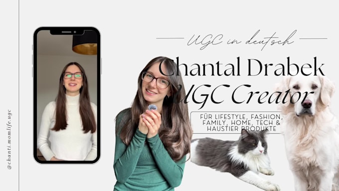create professional ugc video with cat, dog in german