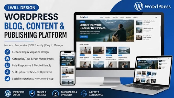 design wordpress blog website content website publishing website
