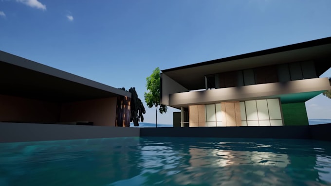 design modern house exterior with realistic 3d rendering