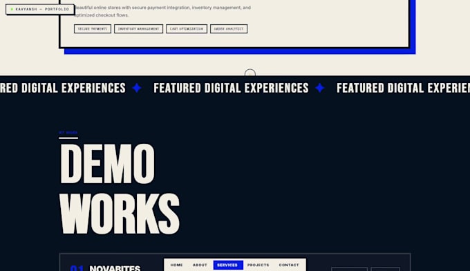 design a modern custom portfolio website with animations
