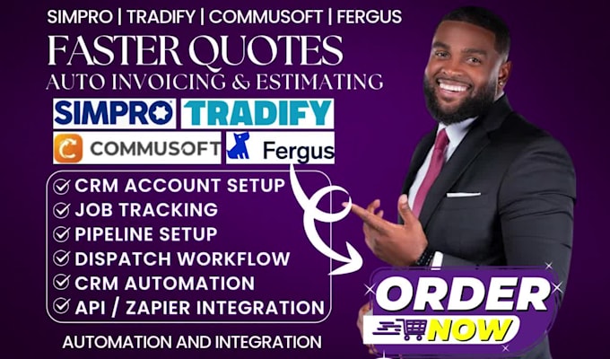 implement simpro tradify workflow commusoft dispatch fergus quoting automation