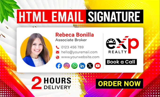 make clickable HTML email signature for gmail, outlook etc