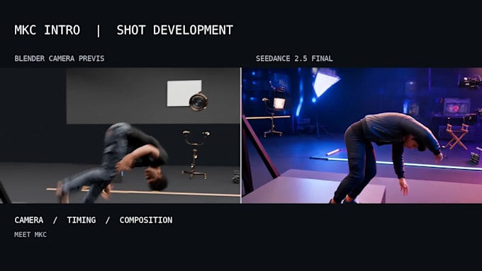 create blender previs to ai cinematic video shots