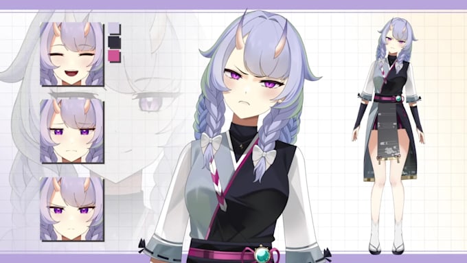 create a live2d vtuber model design for you ready to rigging