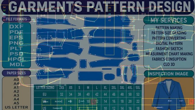 create professional garment patterns, grading and size charts