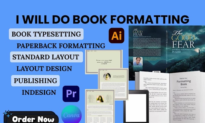 do book formatting book typesetting indesign google docs, ms word, amazon kpd