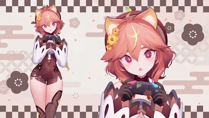 design lived2d vtuber model, 2d vtuber model, live2d vtuber rig , vtuber model