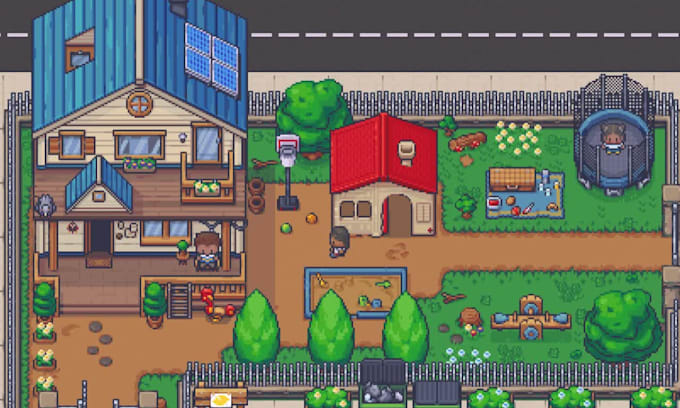 do 2d top down pixel art tileset rpg game map pixel art background game asset