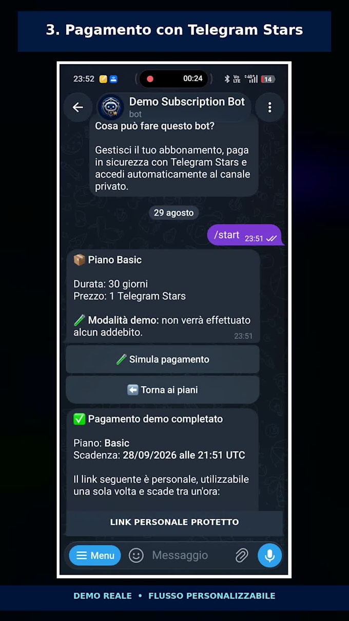 build a custom telegram bot with automation, payments and ai