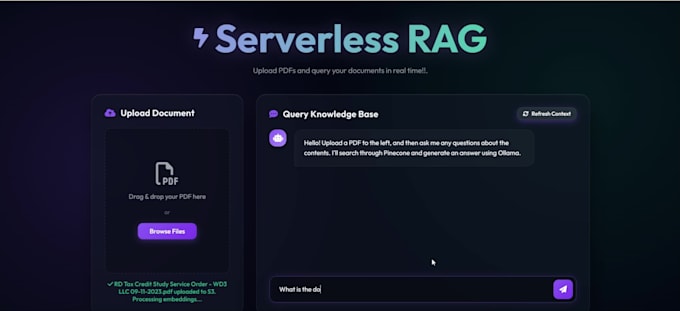 create serverless rag chatbot