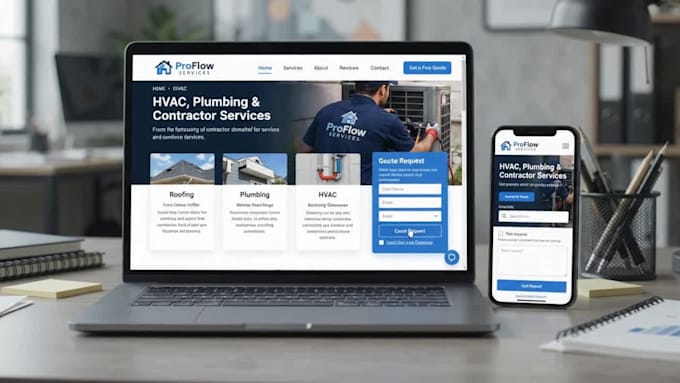 build hvac plumbing contractor website for lead generation wix landing page