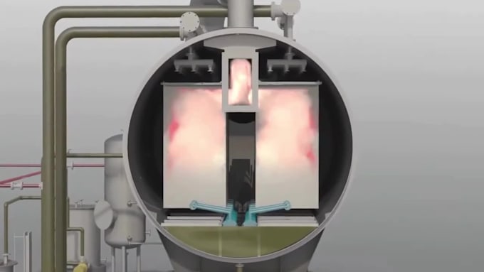create 3d industrial process animation for chemical, evaporation and engineering