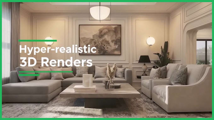 do an amazing 3d interior design with realistic 3d rendering