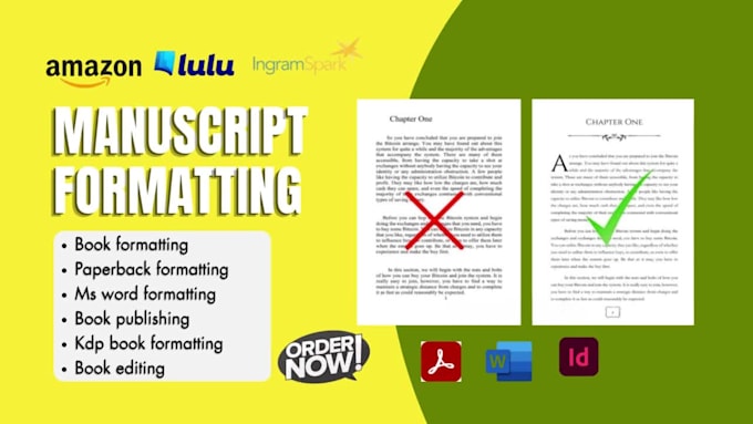 do manuscript formatting, adobe indesign project, typesetting, paperback design