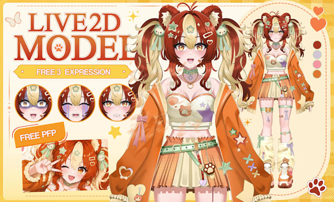 design and rig live2d vtuber model for vtube studio