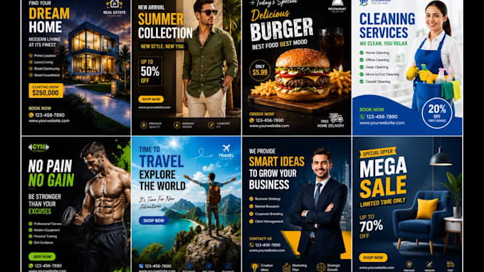 design professional social media posts, ads, banners and creative post design