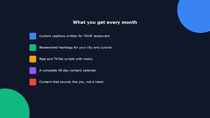 create a social media content package for your restaurant