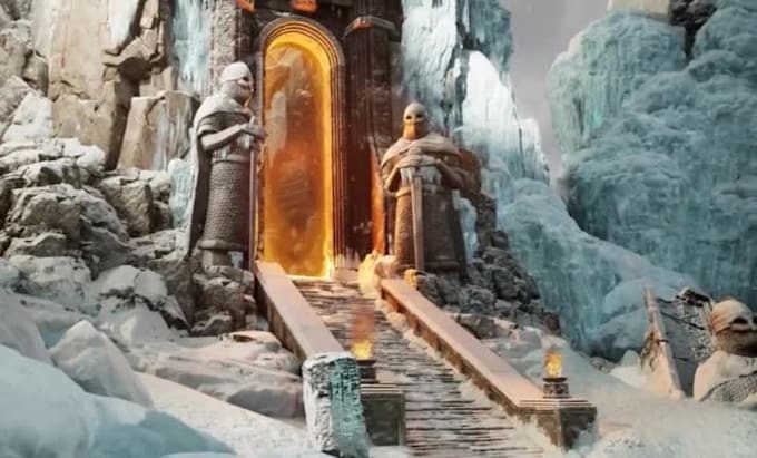 do 3d unity kits environment, 3d snow environment, stylized low poly ue5