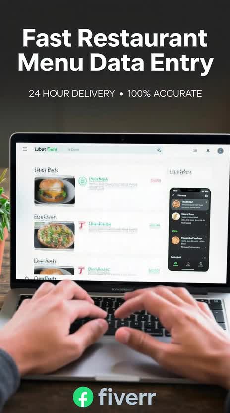 do fast restaurant menu data entry for ubereats in 24 hours