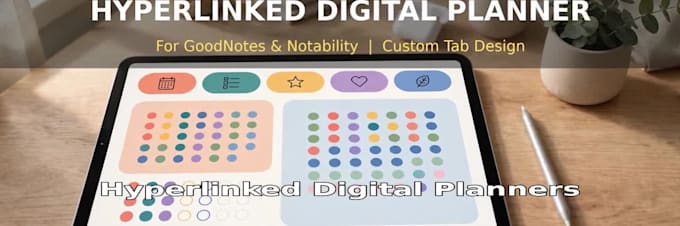 design a hyperlinked digital planner for goodnotes and notability
