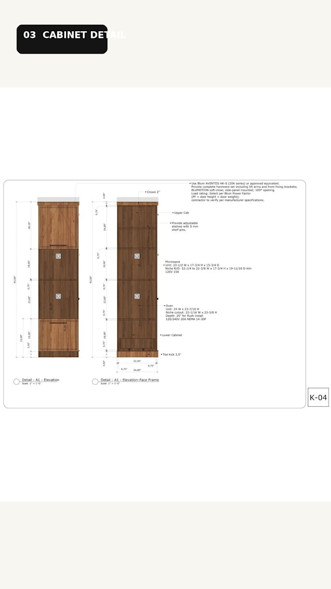 create production ready kitchen cabinet shop drawings