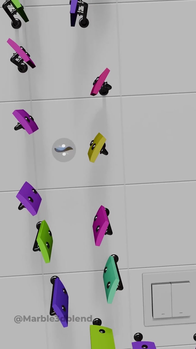 create a satisfying 3d marble run music video in blender