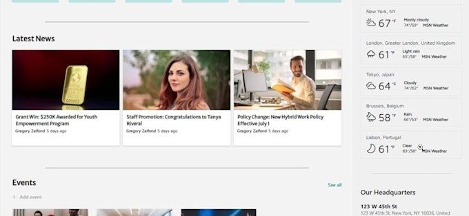 build a structured intranet website and employee portal on sharepoint