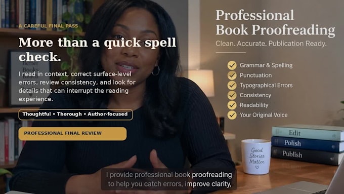 proofread your book for grammar, spelling and punctuation